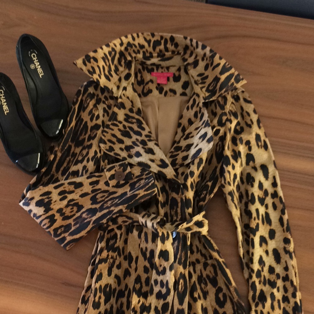 Leopard trench/swing coat